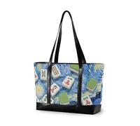 KLL Art Painting Blue Chinese Mahjong Sac à main professionnel pour ordinateur portable pour homme avec fermeture éclair Sac fourre-tout pour femme Grand sac à main pour navetteur avec bolsos para