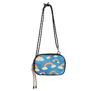 KLL Art Peinture à l'huile Bleu arc-en-ciel Portefeuille Portefeuille pour homme Pratique avec sangle réglable Sac à main à bandoulière pour femme Date