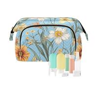 KLL Automne Fleurs Fleur Jonquille Glaïeul Bleu Sac de Voyage Portable Voyage Trousse de Toilette Femme Porte-Monnaie Porte-cartes Organisateurs d'argent, 1 Taille, 1 size
