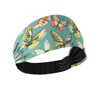 KLL Bandanas élastiques antidérapants en tissu avec papillons colorés pour gym, tennis, usage quotidien
