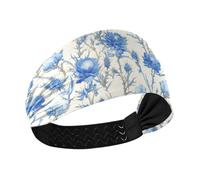 KLL Bandeau de baseball extensible rétro bleu blanc roses chardons et épines antidérapant pour femme pour sports athlétiques, lavage du visage et football