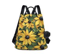 KLL Beauty Spring Flowers Sac à dos rose aux yeux noirs Susan Sac à dos multifonction pour femme pour voyage, travail, quotidien avec porte-clés pompon