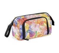 KLL Beauty Spring Flowers Tennessee Iris Trousse à crayons grande capacité zippée avec compartiment pour infirmière et collège