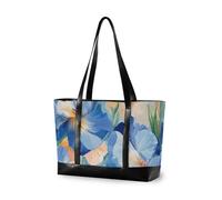 KLL Beauty Spring Iris Flowers Blue trendy laptop bags with zipper work tote bags Large Handbag for school with bolso de trabajo para mujer