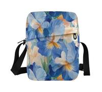 KLL Beauty Spring Iris Flowers Sac à bandoulière en cuir vegan pour homme Bleu
