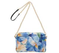 KLL Beauty Spring Iris Flowers Sac à bandoulière tendance en cuir végétalien avec fermeture éclair pour femme Bleu