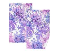 KLL Bloom Flower Chrysanthemum Adventure Lavande Serviette à main en microfibre absorbante pour salle de bain Gant de toilette Serviettes de bain en coton bio