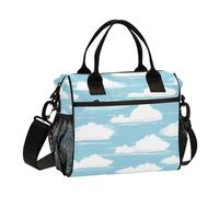 KLL Boîte à déjeuner réutilisable avec bandoulière - Motif à rayures bleu ciel et blanc pur - Pour le travail de l'université lonchera economica para Mujer