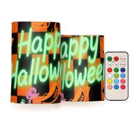 KLL Bougies décoratives d'Halloween en forme de citrouille orange et noire - Lumières électroniques lumineuses avec minuteurs pour fenêtres funéraires - Piles pour