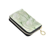 KLL Calla Lily Flower - Portefeuille en cuir vert menthe pour cartes avec 2 emplacements pour espèces - Bloque RFID - Avec fermeture éclair