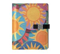 KLL Carnet de composition ligné en cuir pour planification délicate dessin animé coloré soleil 17 x 24 cm