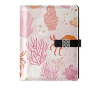 KLL Carnet de notes ligné en cuir pour planification - Couverture imperméable - Motif animaux marins - Pêche - 17 x 24 cm