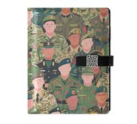 KLL Carnet de notes ligné en cuir pour travailler délicat coloré soldat de dessin animé armée 17 x 24 cm