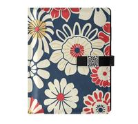 KLL Carnet ligné en cuir ligné pour travailler avec couverture imperméable Motif fleurs riches rétro 17 x 24 cm