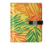 KLL Carnet ligné en cuir ligné pour travailler les feuilles tropicales délicates Style illustration 17 x 24 cm