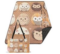 KLL Cartoon Cute Color Hedgehog Set de pique-nique imperméable Pelouse Grande couverture de plage pour les personnes en plein air Pique-nique Articles manta de pique-nique imperméable