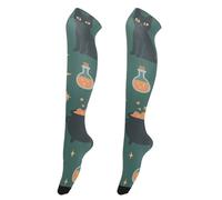 KLL Chaussettes hautes pour femme avec motif chats noirs et lune, pour Halloween, chaussettes hautes pour mariée, jambières pour femmes, pour spectacles sur scène, médias para mujer ala rodilla 1