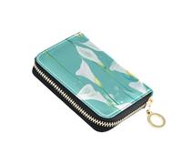 KLL Chic Calla Lily Portefeuille en cuir turquoise avec 2 emplacements pour espèces avec blocage RFID et fermeture éclair