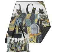 KLL Cimetière de chats noirs garni de pierres tombales - Couverture imperméable et pliable - Grande couverture de plage pour couples au sol - Cadeau idéal pour l'extérieur