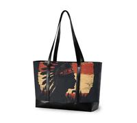 KLL Coiffe indienne style cowboy occidental Silhouette grande capacité sac d'ordinateur pour femme avec fermeture éclair en toile fourre-tout grand sac à main pour voyage avec déjeuner bolsos secret