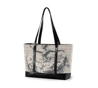 KLL Collage Art Style Ballerines blanches partitions de musique Sac robuste pour ordinateur portable de 14" avec fermeture éclair pour ordinateur portable de travail Grand sac à main pour maman avec