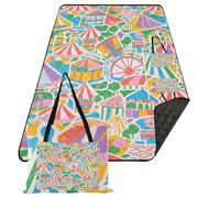 KLL Coloré Cartoon Amusement Park Imperméable Pique-nique Set Imperméable Plage Plage Picnic Couverture pour Herbe Printemps Cadeaux Manta para Playa