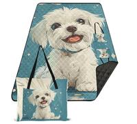 KLL Couverture d'extérieur imperméable pour chien blanc mignon pour l'herbe XXL camping fête parc couvertures imperméables pliables pour les personnes en plein air concert couverture manta imperméable