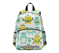 KLL Cute Little Monsters Sac à dos pour enfants Vert Jaune