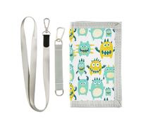 KLL Cute Little Monsters Sac à main à trois volets pour femme avec lanière Vert et jaune