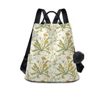 KLL Dandelion_Morris_Pattern Sac à dos tendance pour femme Sac à dos polyvalent pour femme léger pour le shopping quotidien avec porte-clés pompon