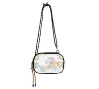 KLL Dream Aquarelle Bébé éléphant Petit sac à bandoulière noir pour homme Tendance avec fentes pour cartes de crédit Sac à bandoulière Take a walk