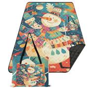 KLL Ensemble de panier de pique-nique étanche en forme de bonhomme de neige pour la plage, accessoires de pique-nique en plein air pour la famille, cadeau d'été, tapetes pour pique-nique vintage
