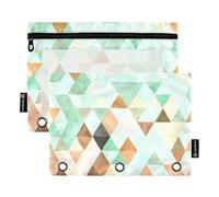 KLL Fashion Geometry Trend Lot de 24 trousses à crayons transparentes pour classeurs à 3 anneaux avec 3 anneaux pour l'école, la maison, les voyages, Tendance géométrie de mode (24), 1 sizex2, Dessin