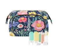 KLL Fleurs d'automne pivoines ostéospermum papillons abeilles blanc cosmétique imperméable voyage sac à main femme sac à monnaie, 11 pièces, 1 size