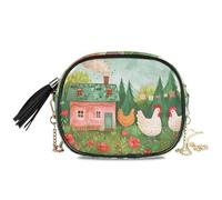 KLL Flower Garden Old Pink French House West Sac à main à bandoulière pour femme tendance avec emplacements pour cartes de crédit Sac pour téléphone portable pour randonnée voyage