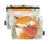 KLL Fox Trousse à crayons à trois anneaux pour classeur à anneaux avec 3 trous pour étudiante et bureau
