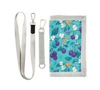 KLL Fresh Damson Portefeuille à trois volets pour homme et femme Motif fruits Bleu sarcelle