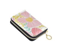 KLL Fresh Spring Portefeuille en cuir pour femme avec fermeture éclair Motif fleurs colorées