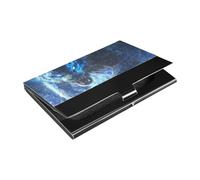 KLL Glowing Wolf Porte-cartes de visite portable ultra fin avec cuir et acier inoxydable pour voyage, maison ou bureau