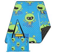 KLL Grand panier de pique-nique imperméable avec motif d'extraterrestres verts de dessin animé pour les personnes en plein air, articles de pique-nique cobija para la playa