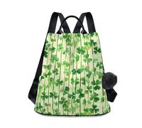 KLL Grand sac à dos tendance pour la Saint-Patrick avec motif chance vert - Sac à dos décontracté pour femme - Pour le shopping quotidien - Avec porte-clés à pompon