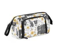 KLL Grande trousse à crayons de grande capacité avec fente pour l'école pour l'école pour le lycée Preppy Funny Staffordshire Bull Terrier Dogs Blanc_3