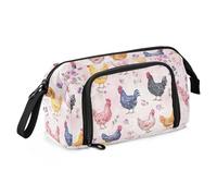 KLL Grande trousse à crayons organisée de grande capacité avec fente pour stylos, maquillage pour adolescents, garçons, fournitures scolaires amusantes, poulet bantam, pêche