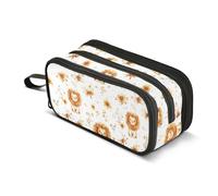 KLL Grande trousse à crayons portable de grande capacité pour adultes pour homme, maternelle, lion mignon, blanc