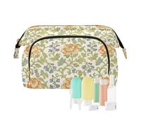 KLL Grande trousse de maquillage rétro orange William Morris beige légère grande trousse de maquillage pour femmes portefeuille pour pinceaux de maquillage