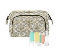 KLL Grande trousse de maquillage rétro William Morris motif marguerites avec fermeture éclair pour femme