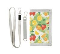 KLL Green Fresh Fruits Portefeuille d'été à trois volets pour cartes de crédit pour homme avec lanière