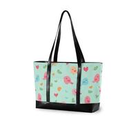 KLL Happy Cartoon Bird Étui portable pour ordinateur portable pour femme avec fermeture éclair Grand sac à main pour bureau avec bolsa à couches Vert