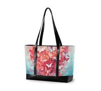 KLL Happy Valentine Cartoon Butterfly Blue Simple Femmes Sac fourre-tout pour ordinateur portable avec fermeture éclair Sac de voyage Grand sac à main pour le travail avec tablette bolsos para mujeres