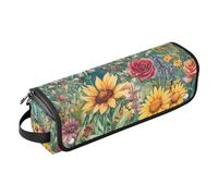 KLL Hot Hair Tools Sac de voyage avec tapis de fer à repasser Étui de transport portable pour fer à friser, fer à lisser, sèche-cheveux plat, rose, tournesol, abeilles, bleu sarcelle